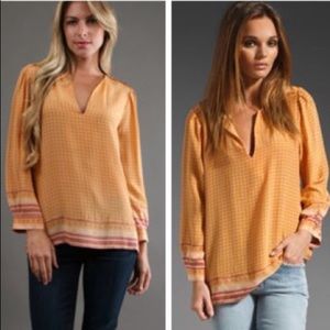 Joie Silk Ditsy Floral Orange Top Sz XS